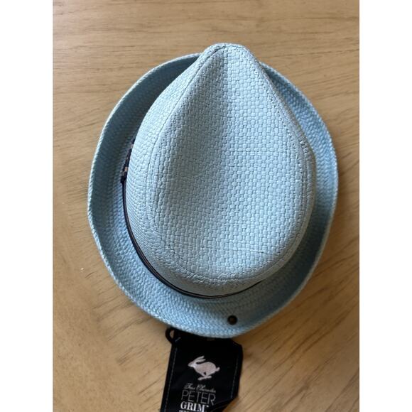 PETER GRIMM Light Blue Depp Mens Fedora Hat Turquoise Dad Miami New With Tags - Picture 9 of 10